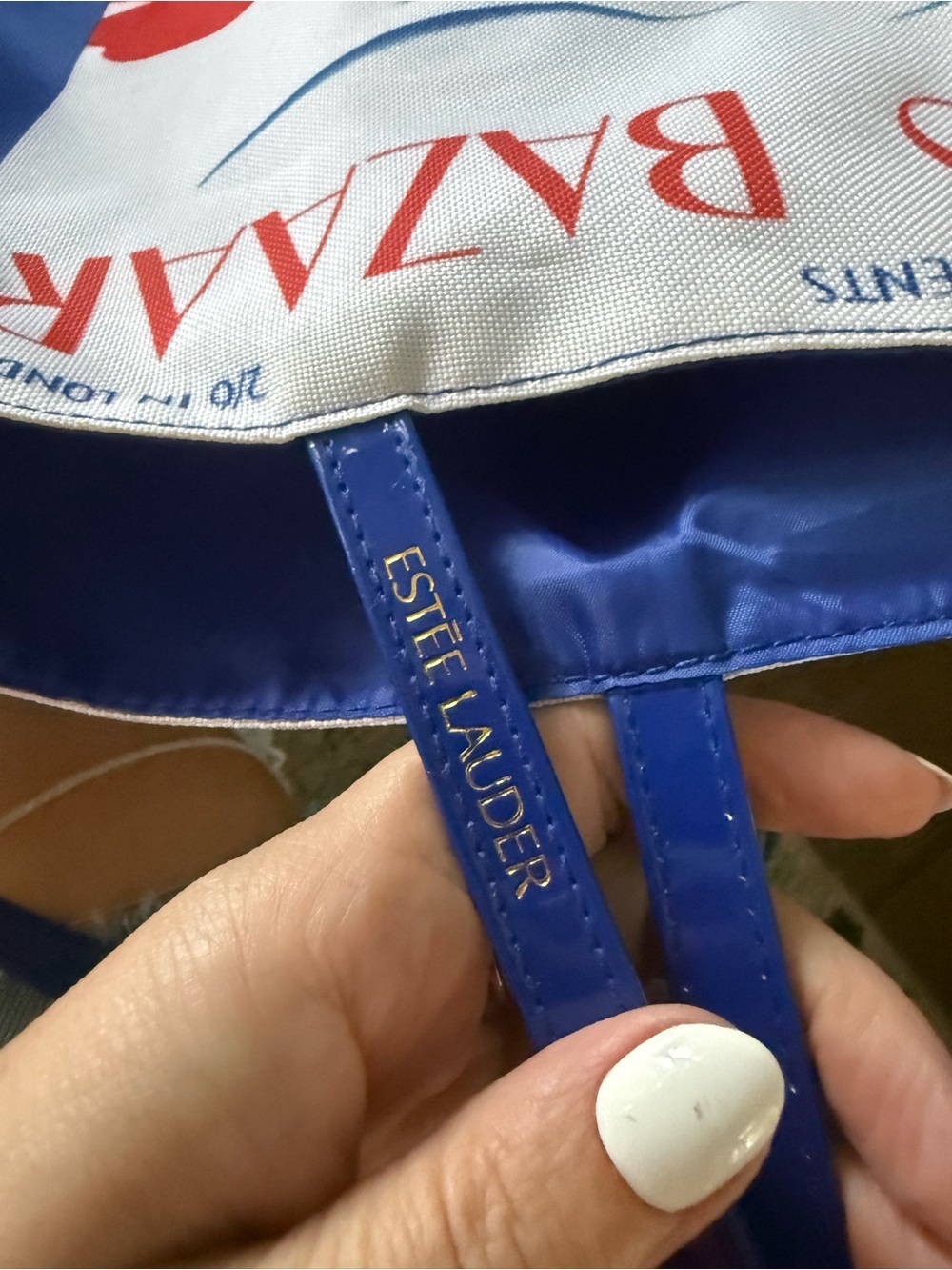 Harper Bazaar collab with Estée Lauder Blue Canvas Tote Bag - Picture 2 of 3